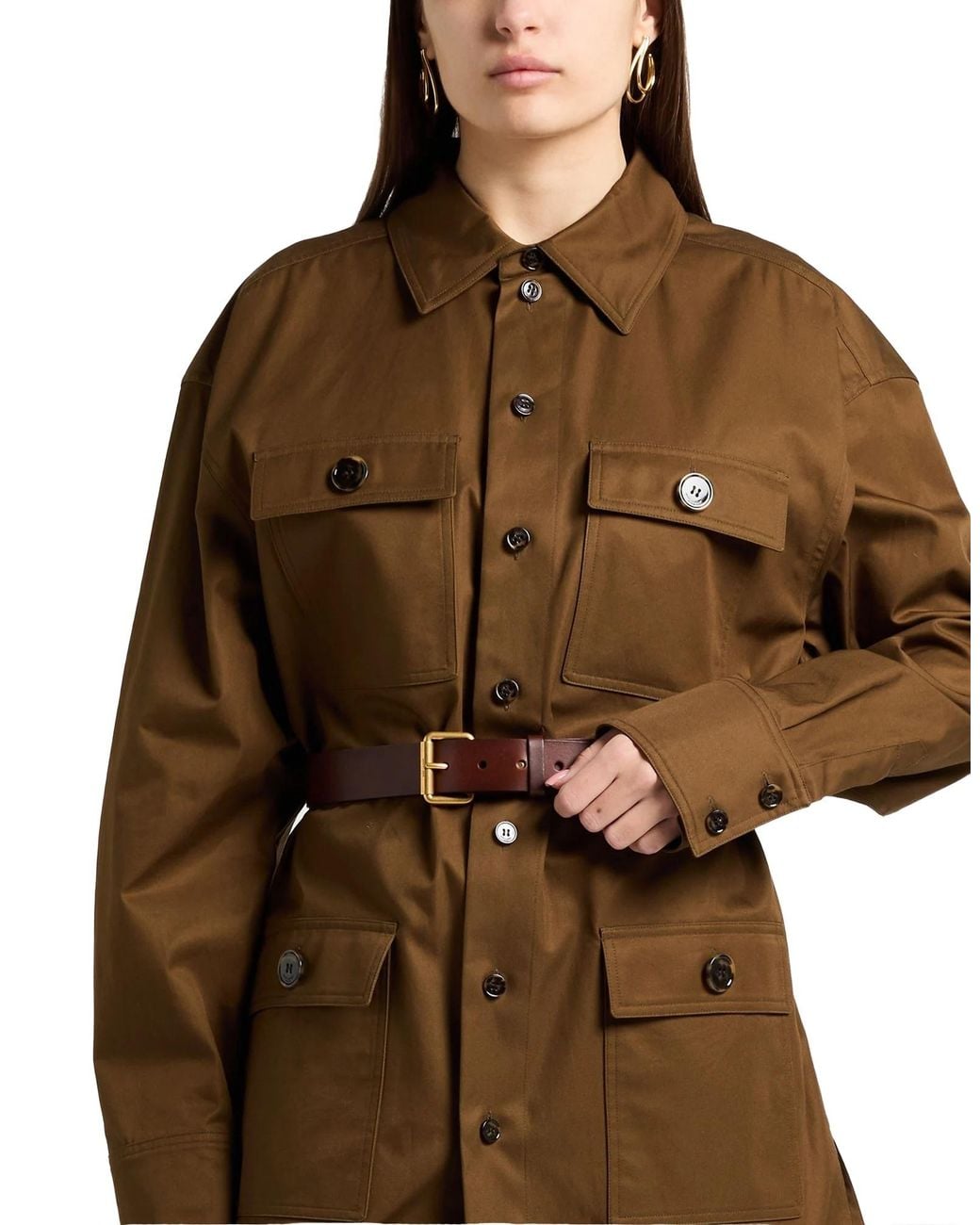 Saint Laurent Brown Classic Solid-Color Long Coat
