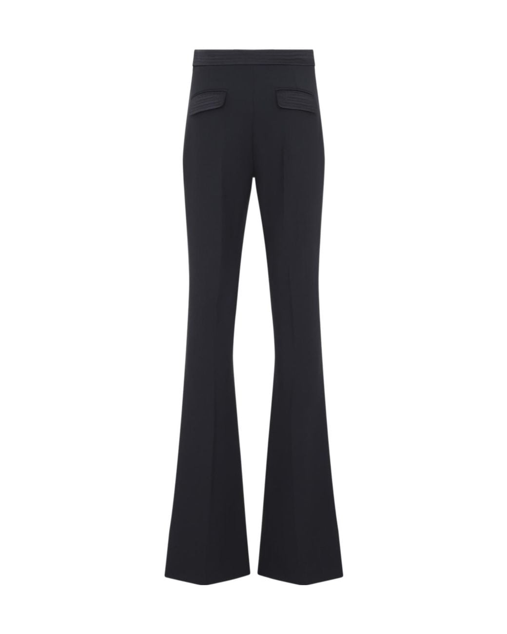 Elisabetta Franchi Blue Satin-Waist Flared Pants