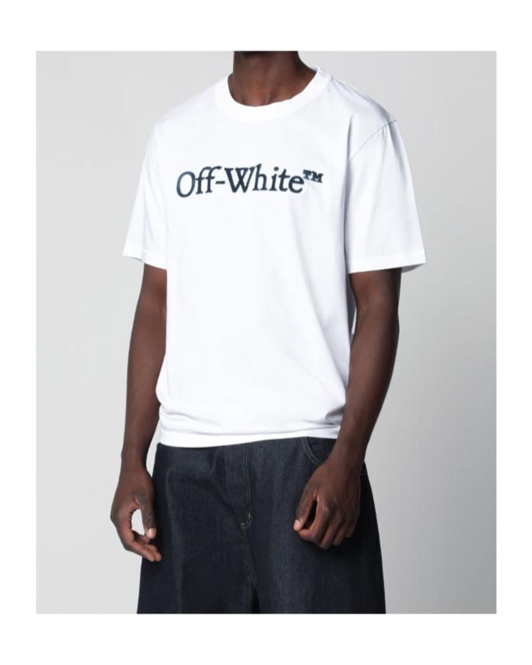 Off-White c/o Virgil Abloh White Logo Printed Crewneck T-Shirt for men