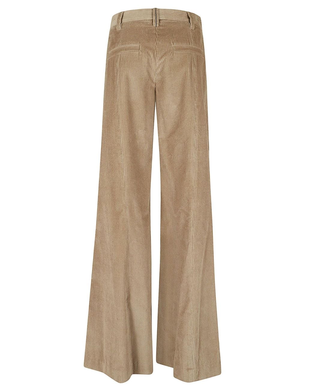 Brunello Cucinelli Natural Corduroy Wide-Leg Trousers
