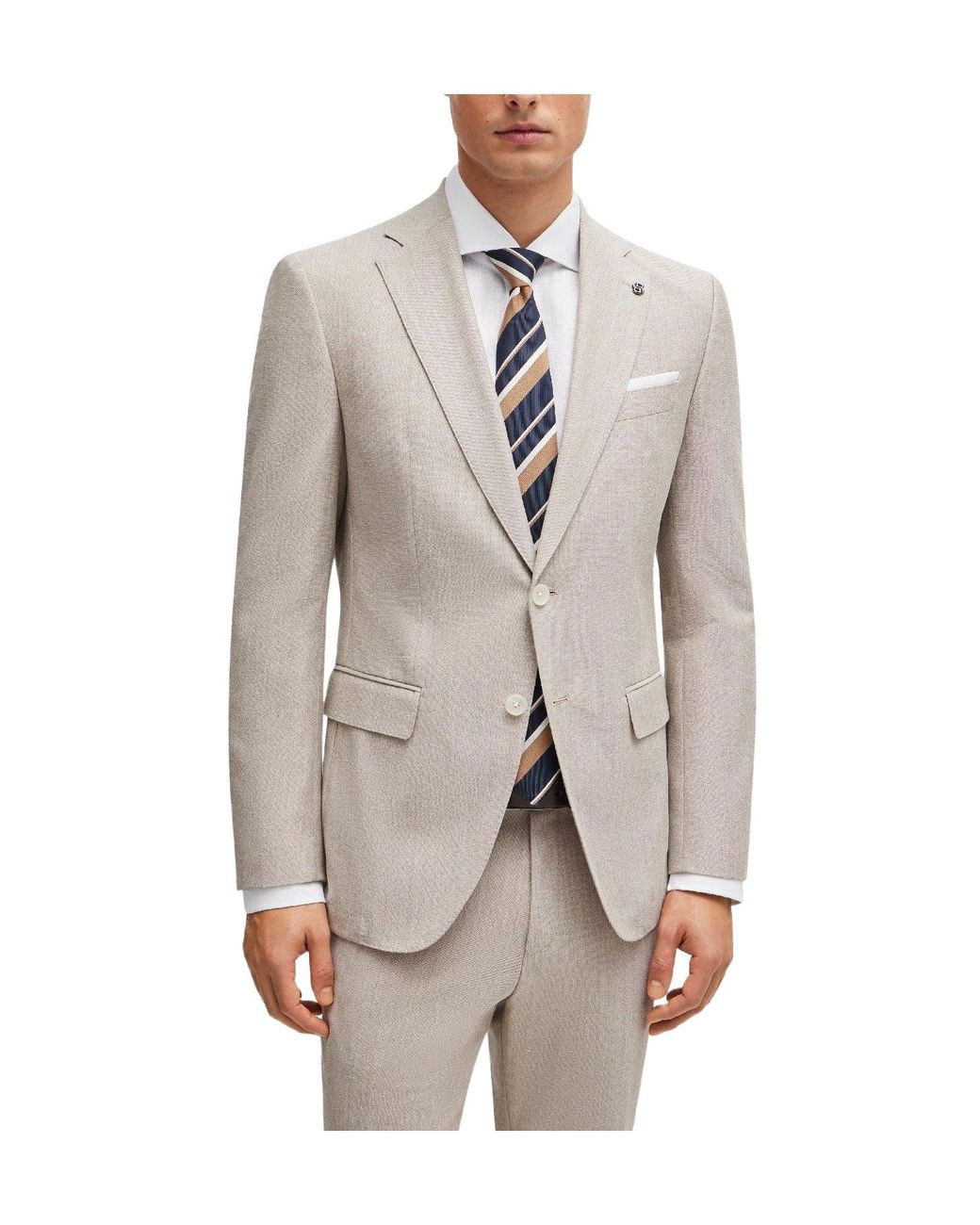 Boss Gray Single-Breasted Blazer for men