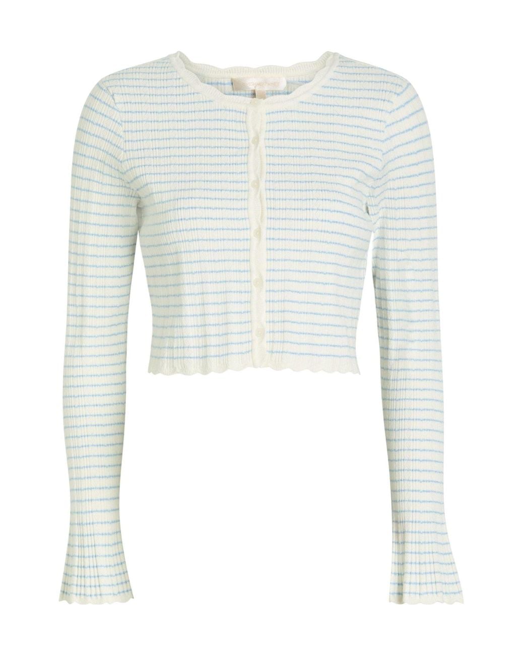 LoveShackFancy White Cd Media Striped Cropped Slim-Fit Cardigan