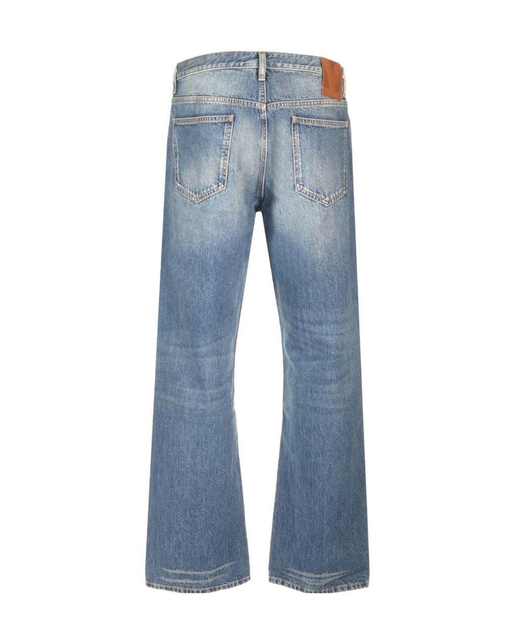 Valentino Blue Logo Patch Straight Leg Jeans for men