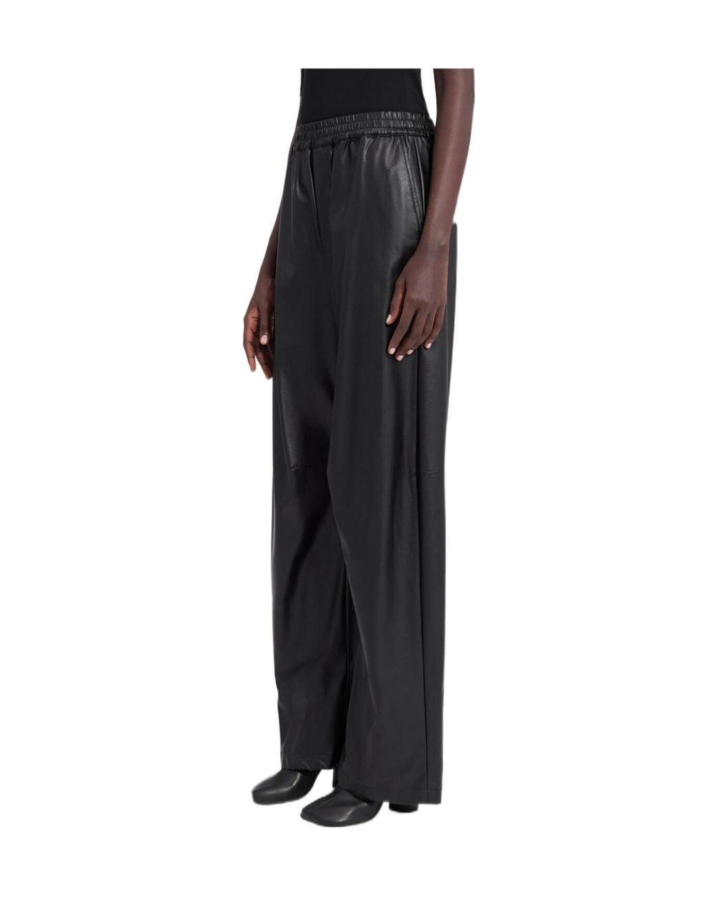 MM6 by Maison Margiela Black Elasticated-Waist Wide Leg Trousers