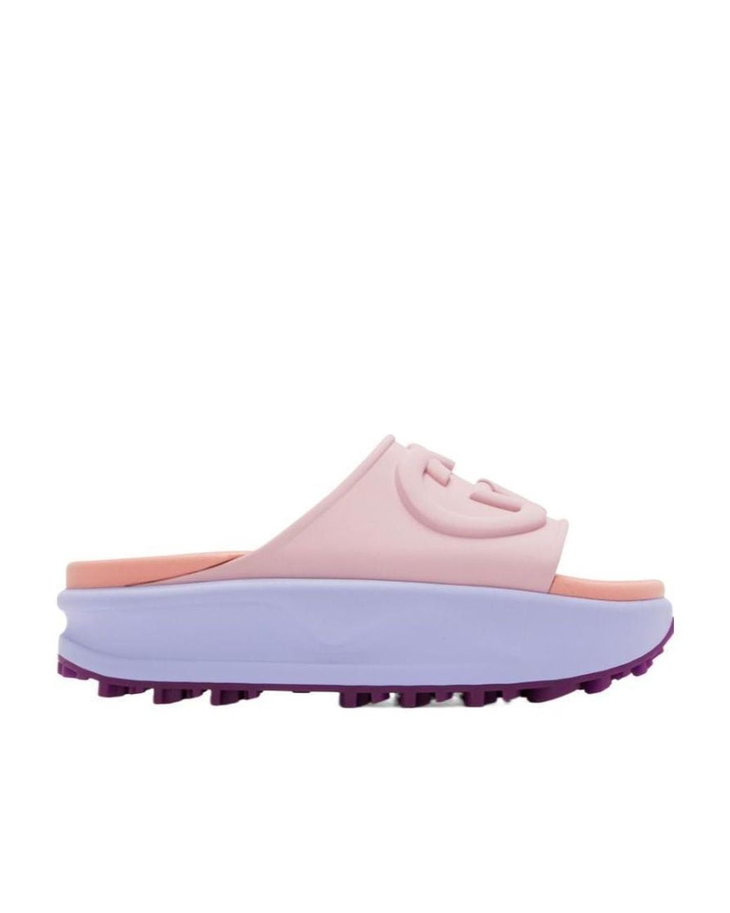Gucci Purple Logo-Embossed Flatform Slides