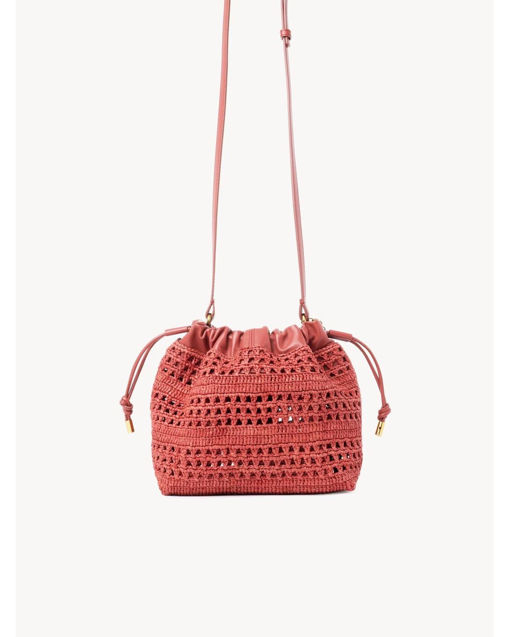 Chloé Red Chloé Mini Raffia Shoulder Bag