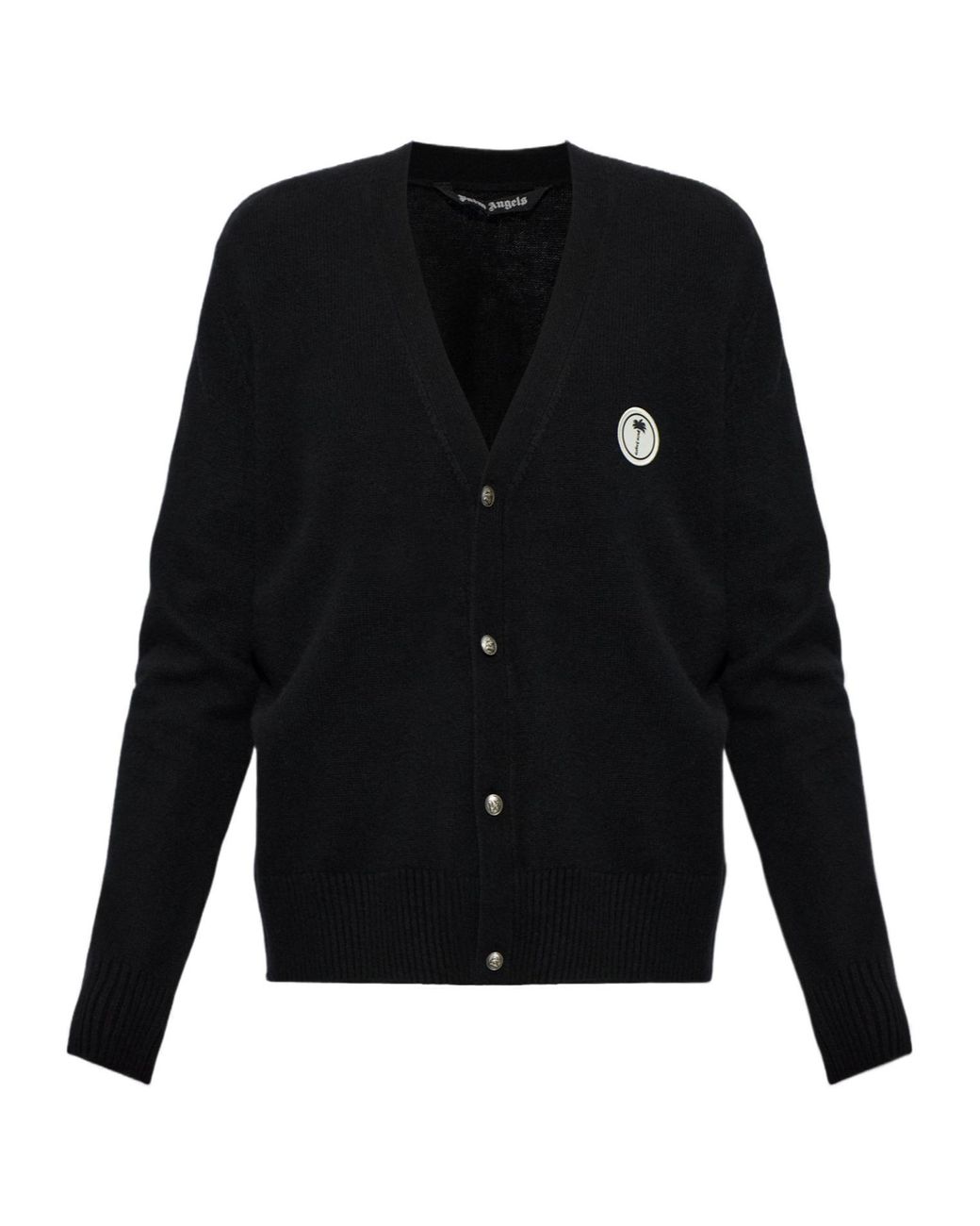 Palm Angels Black Long-Sleeve Cardigan for men