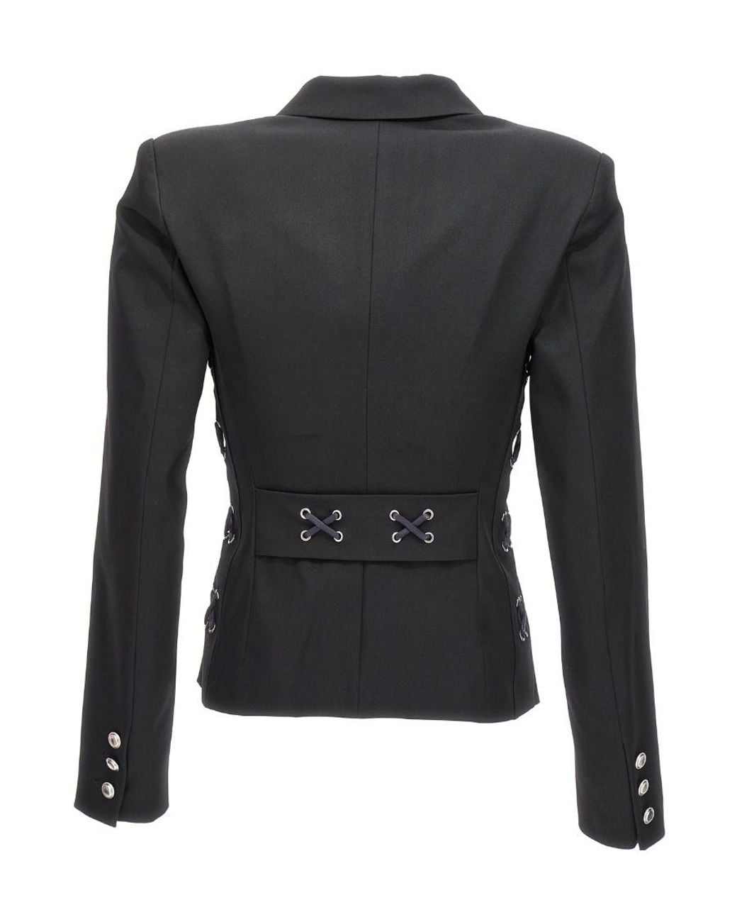 Alessandra Rich Black Single Breast Lace-Up Blazer Jacket