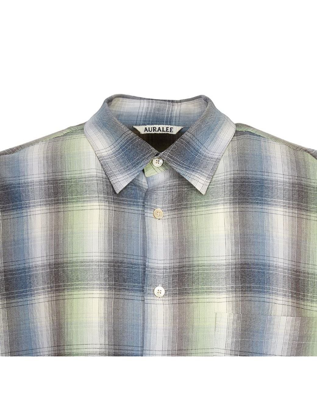 Auralee Gray Checked Long Sleeved Shirt for men