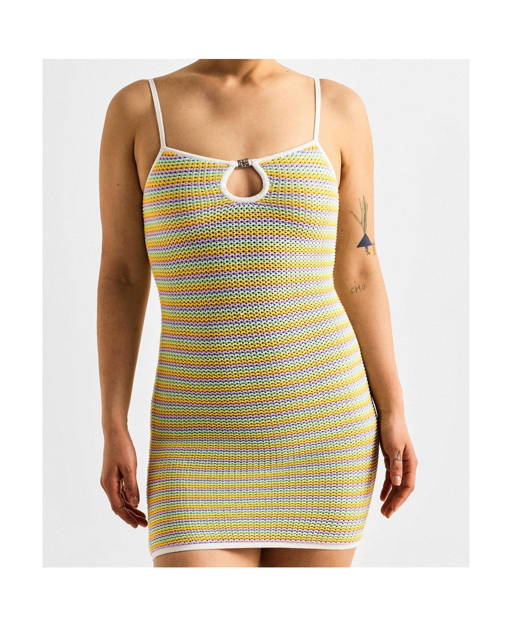 Casablanca Yellow Crochet Mini Dress