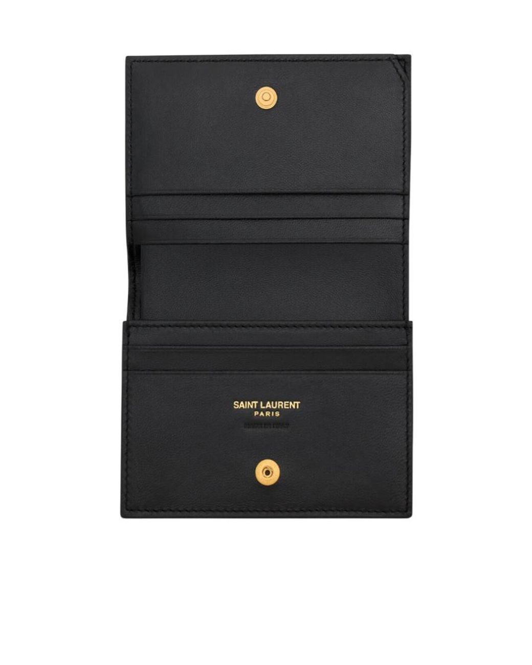 Saint Laurent Black Cassandre Matelassé Flap Card Case