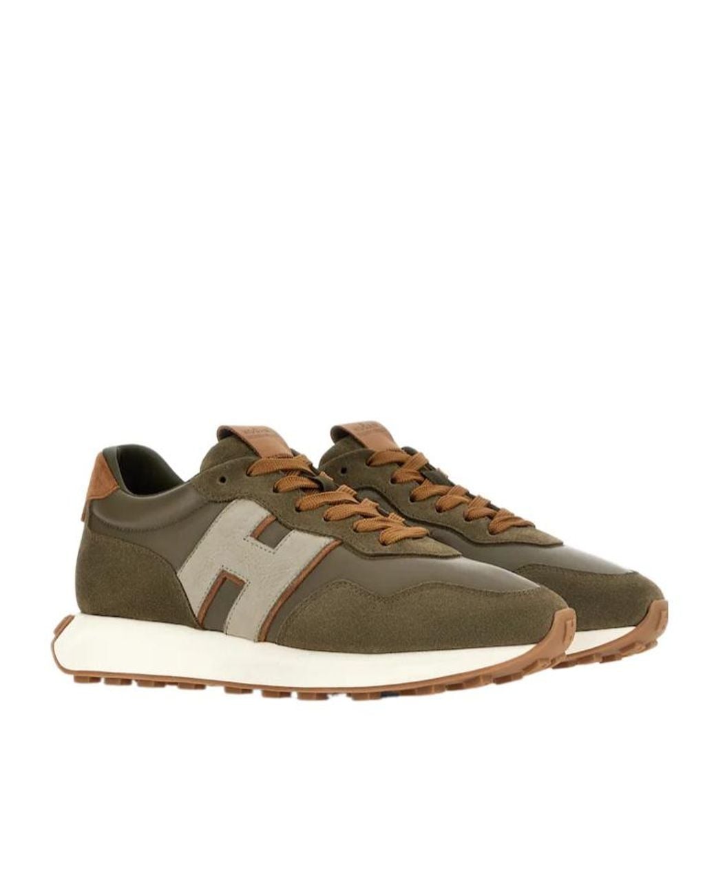 Hogan Brown H601 Appliqué-Detail Panelled Sneakers for men