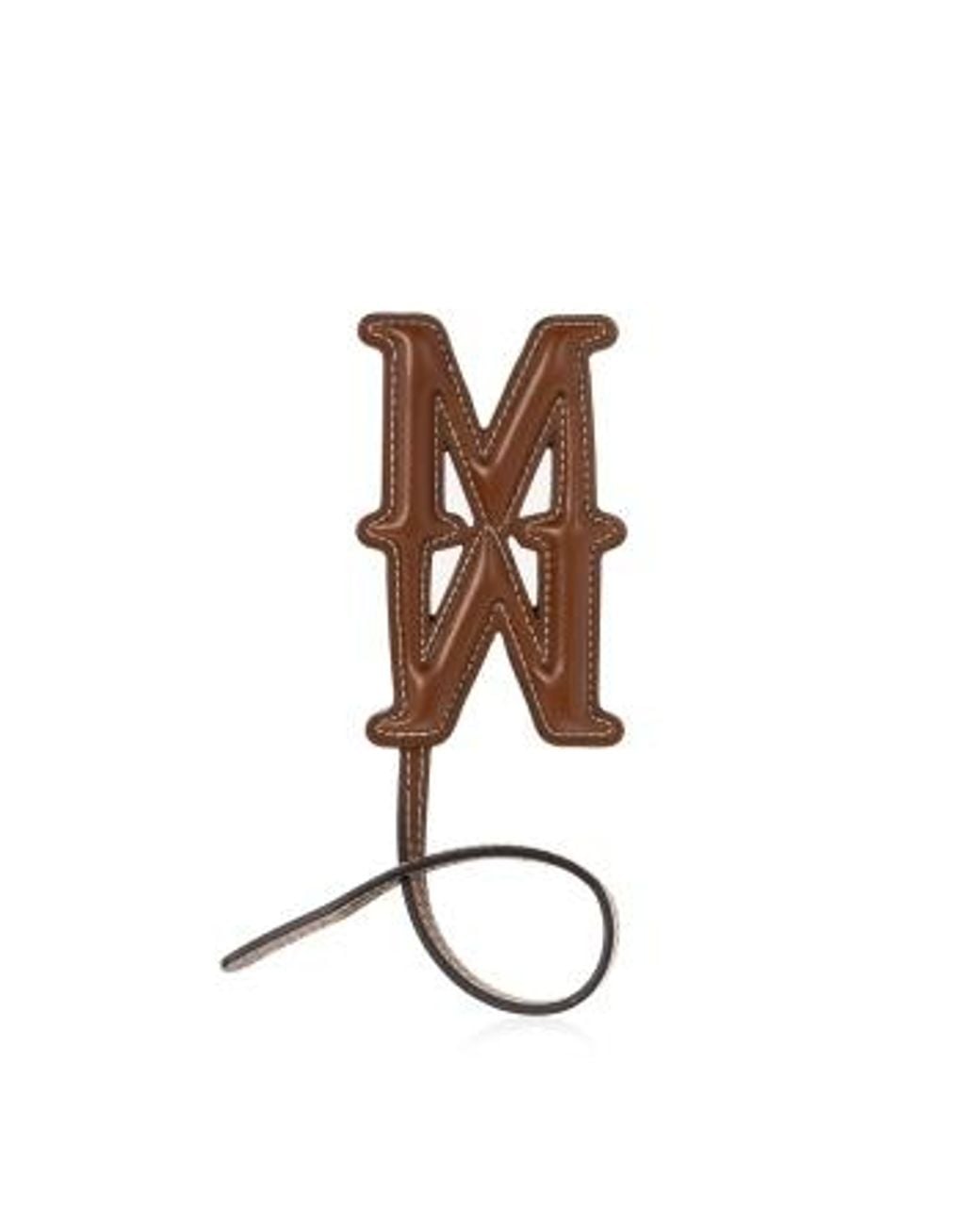 Max Mara Brown Logo Leather Charm