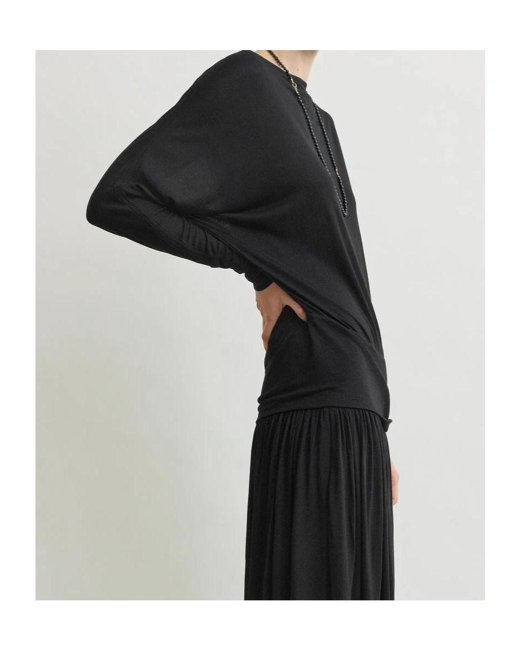 Totême Black Totême Drop Shoulder Boat Neck Top