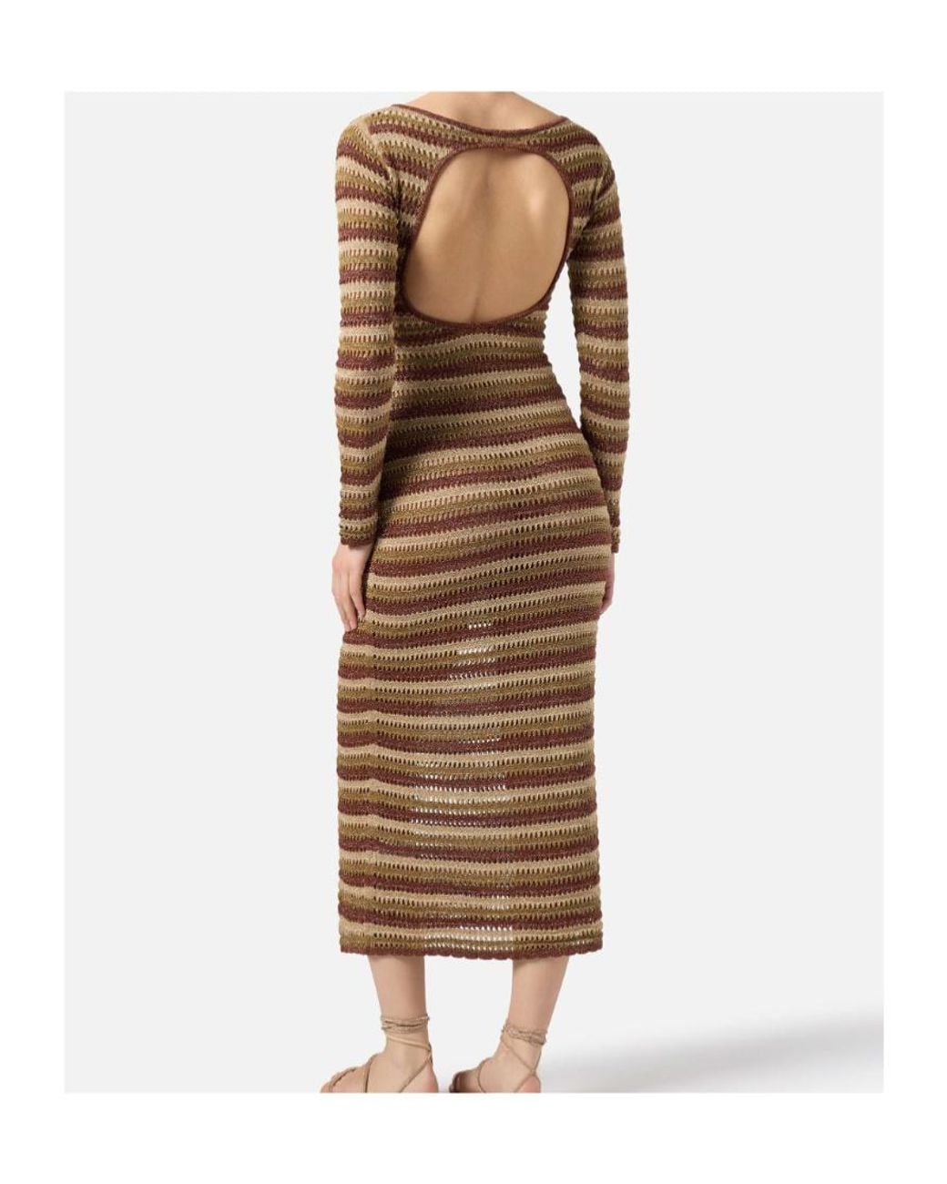 Mc2 Saint Barth Natural Robyn Striped Lurex Knit Dress