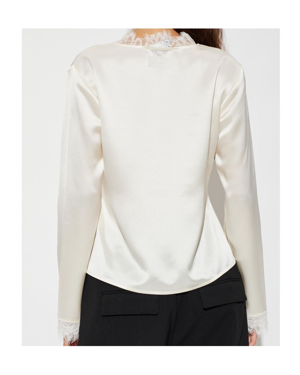Ganni White Lace-Trim Top