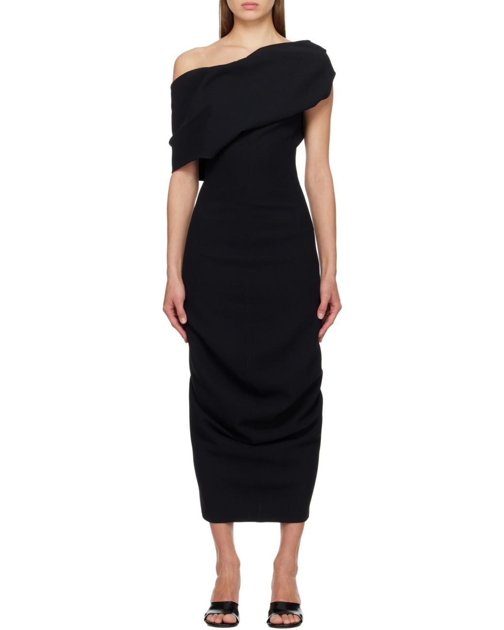 Jacquemus Black Draped One-Shoulder Dress