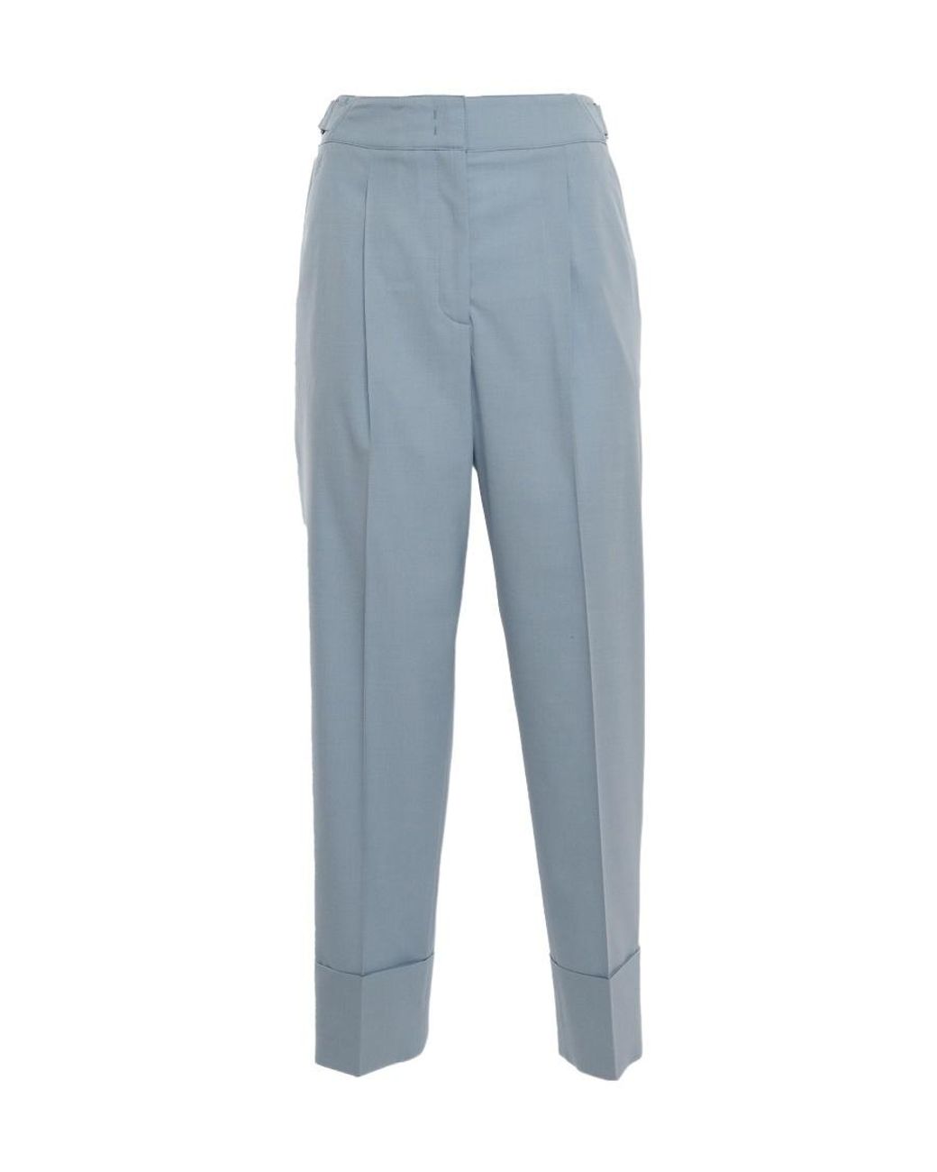 Peserico Blue Pleated Tucks Pants