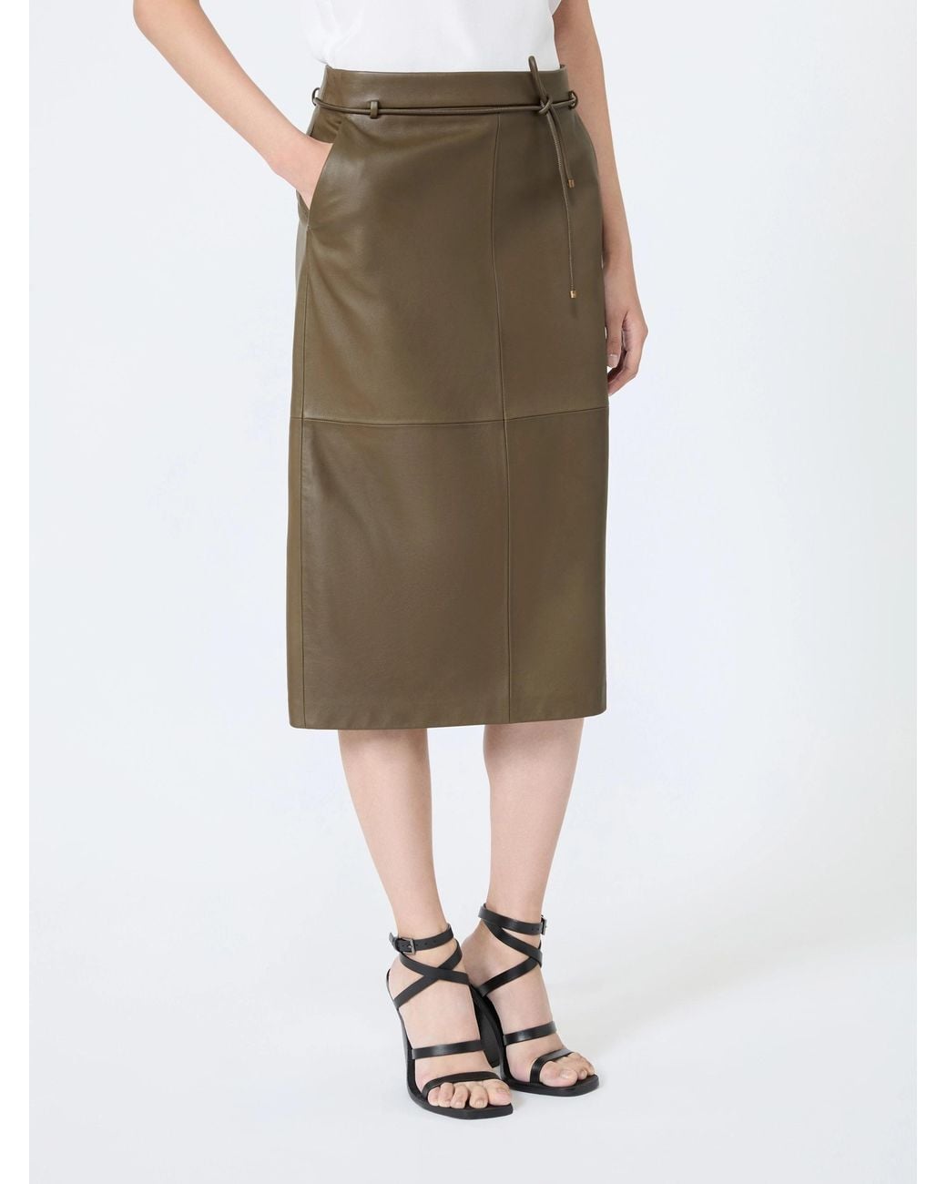 Max Mara Green Tied Detailed Skirt