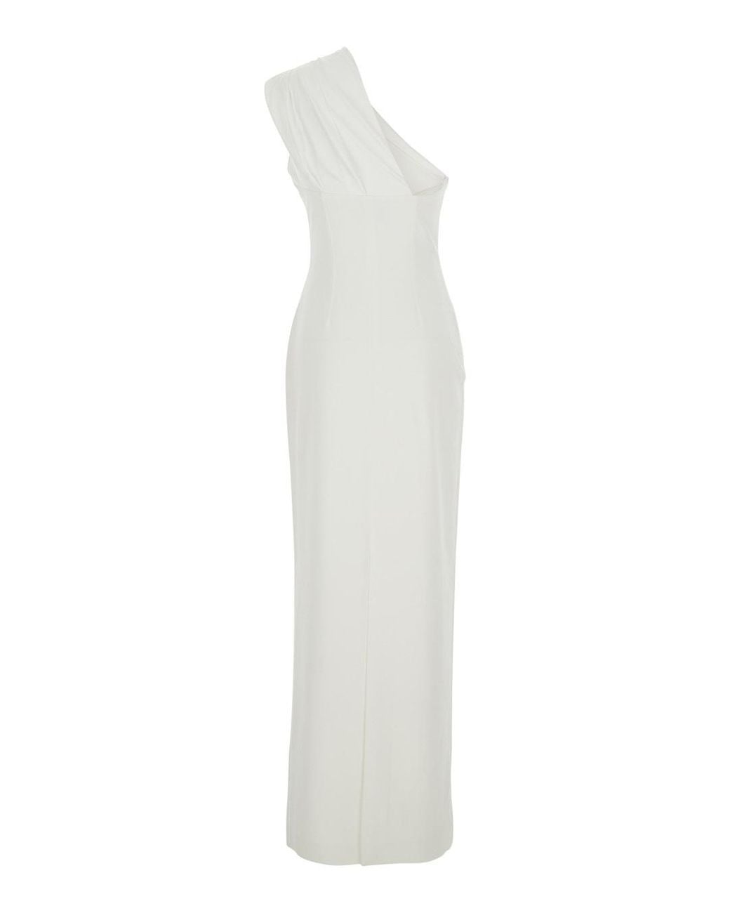 Solace London White One-Shoulder Long Dress