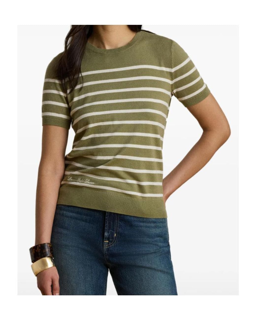 Ralph Lauren Green Striped Short-Sleeve T-Shirt