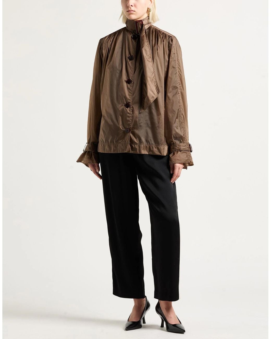 Saint Laurent Brown Bow-Tie Blouse