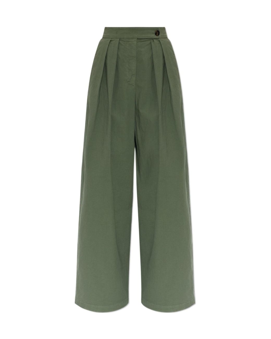 Dries Van Noten Green Wide-Leg Casual Trousers