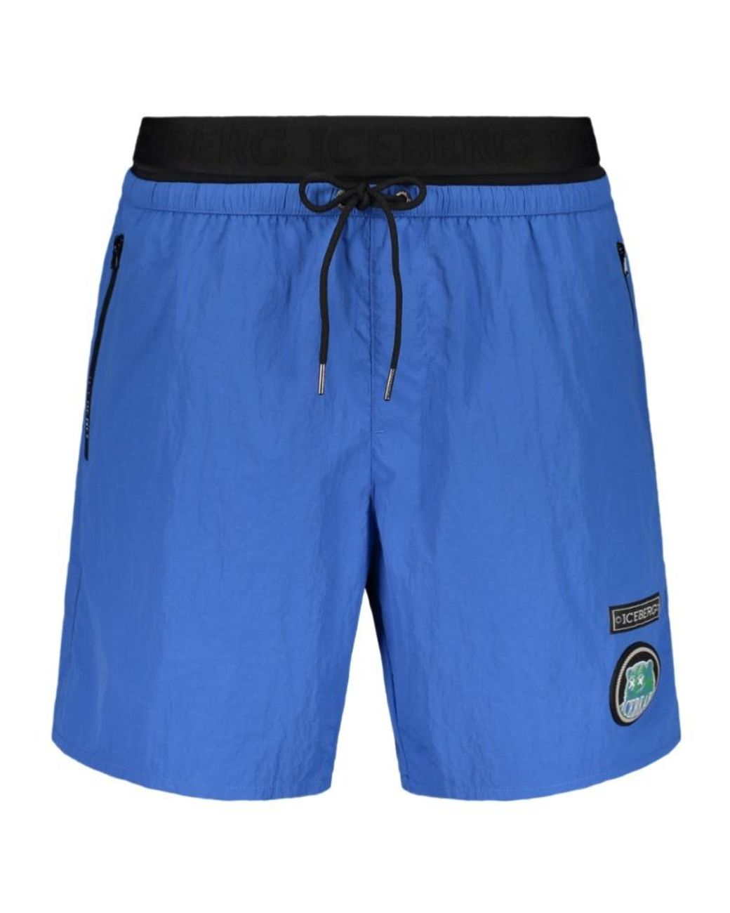 Iceberg Blue Logo Patch Swim Shorts for men