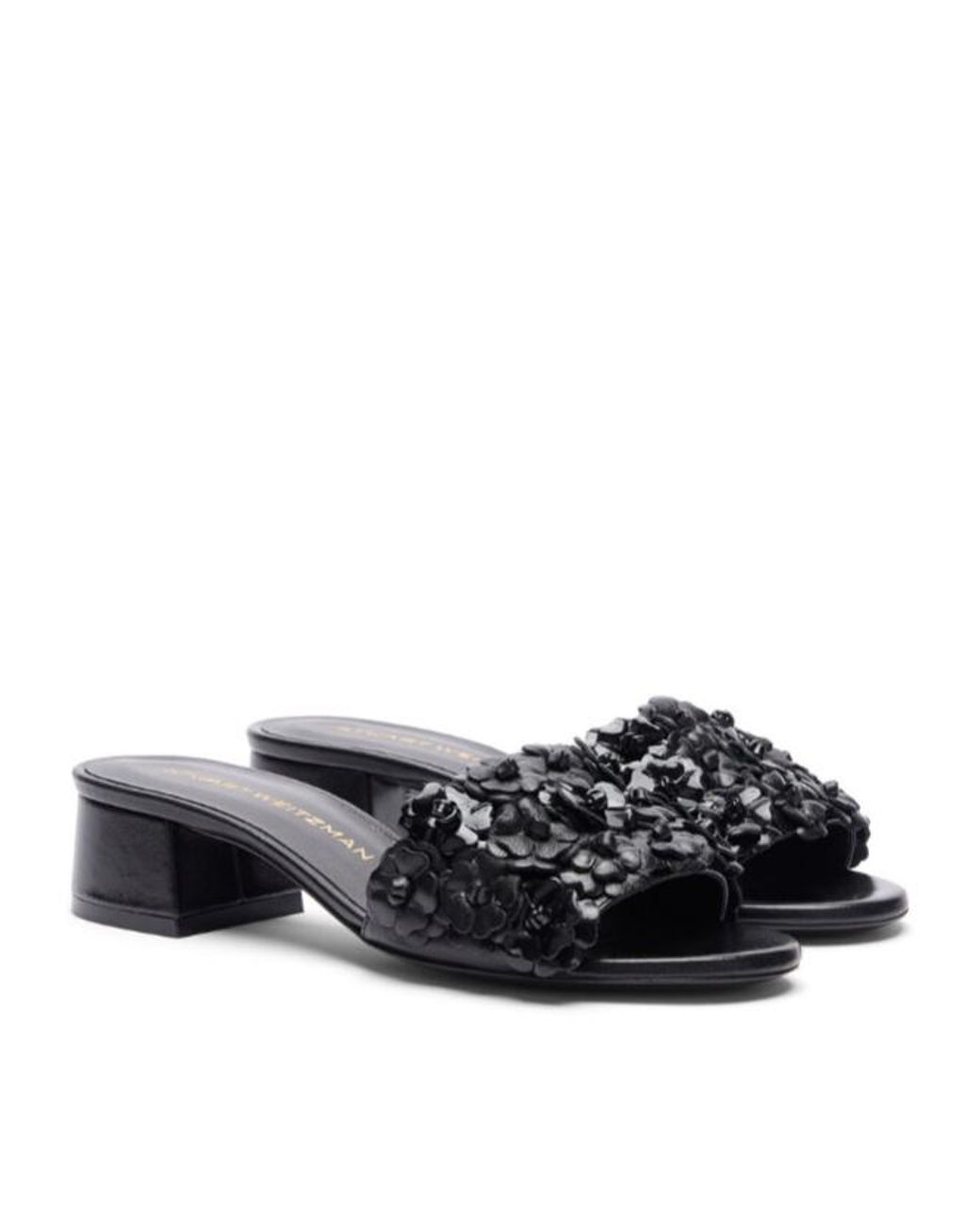 Stuart Weitzman Black Round-Toe High-Heel Sandals
