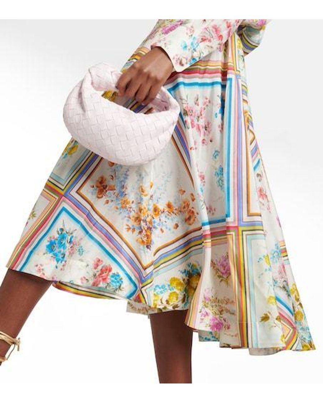 Zimmermann White Halcyon Floral Silk Midi Skirt