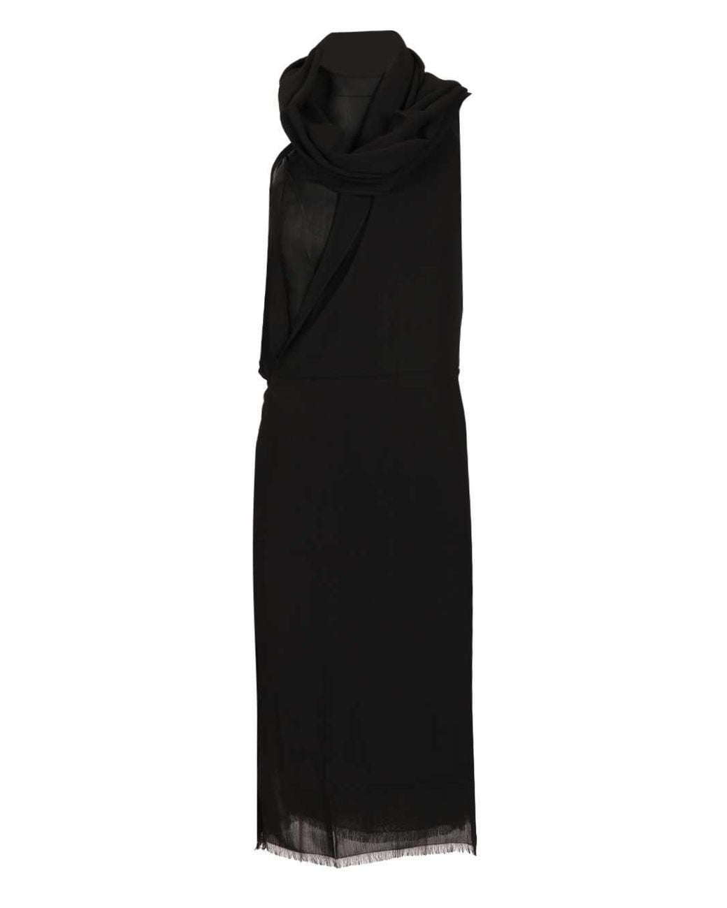 Totême Black Totême Fringed Scarf Dress