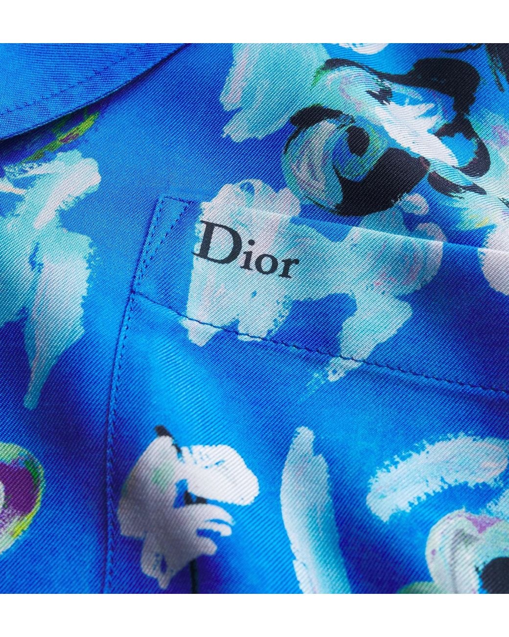 Dior Blue Iviera Short-Sleeved Shirt for men