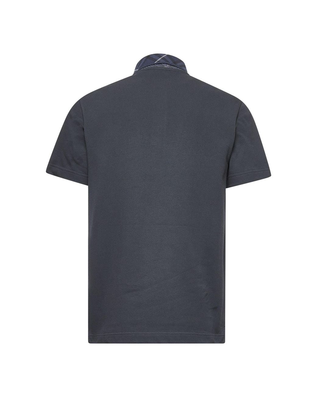 Burberry Blue Check Printed Short Sleeved Polo Shirt for men