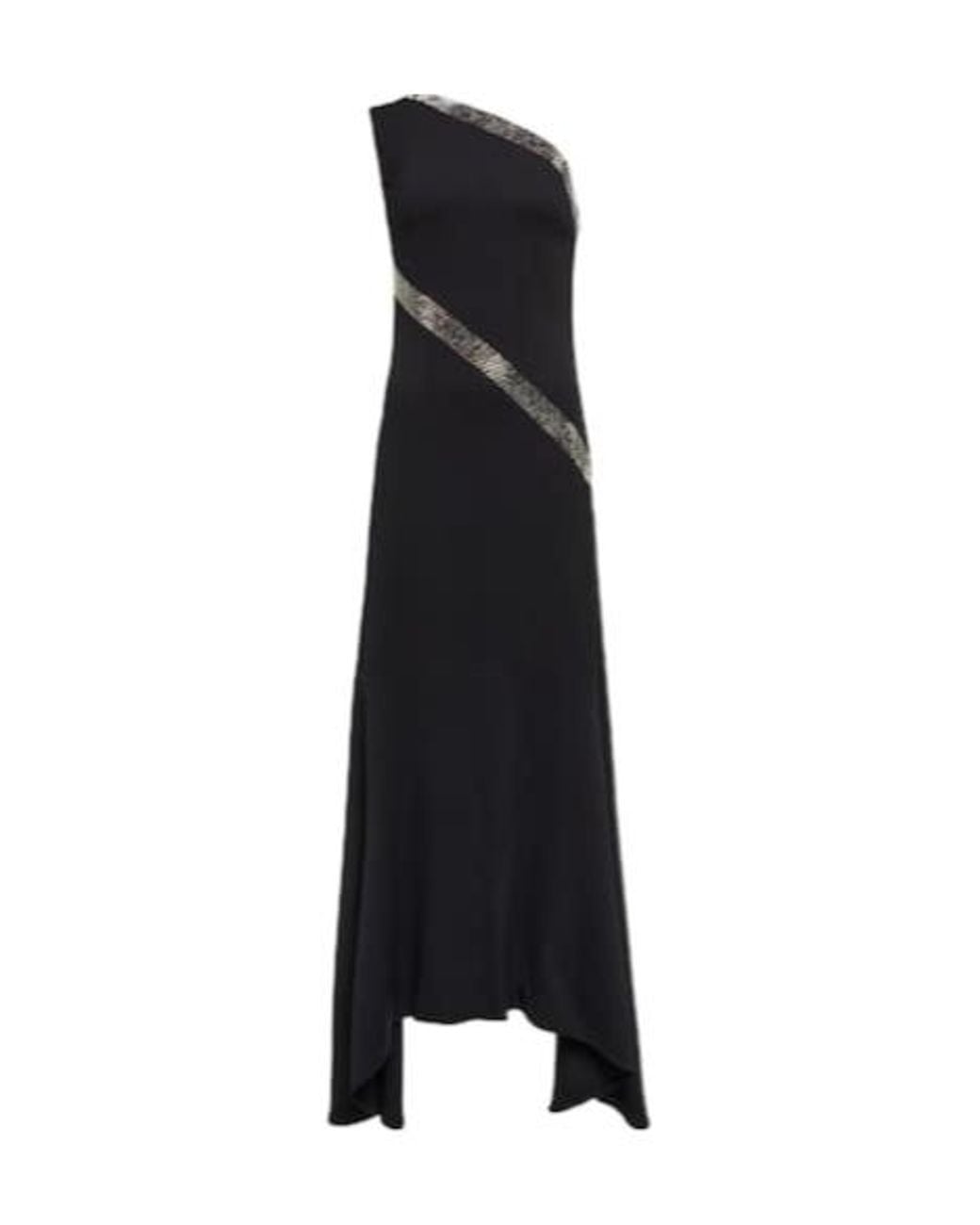 Stella McCartney Black Embellished One-Shoulder Maxi Dress