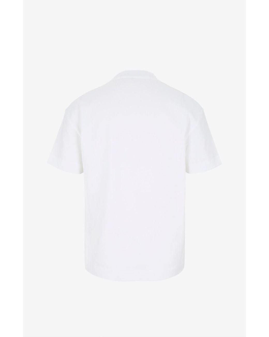Brunello Cucinelli White Shiny Tab Crewneck T-Shirt