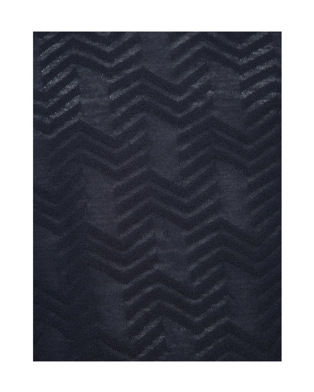 Missoni Blue Turtleneck Chevron Sweater for men