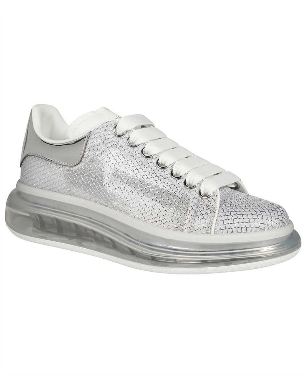 McQueen Gray Oversized Mesh Panelled Sneakers