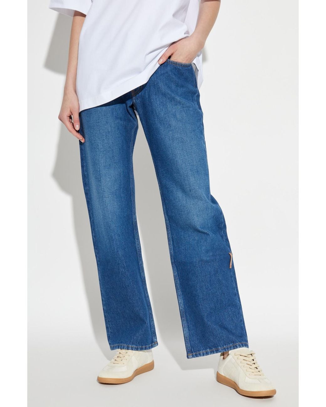 Off-White c/o Virgil Abloh Blue Logo Patch Straight Leg Jeans