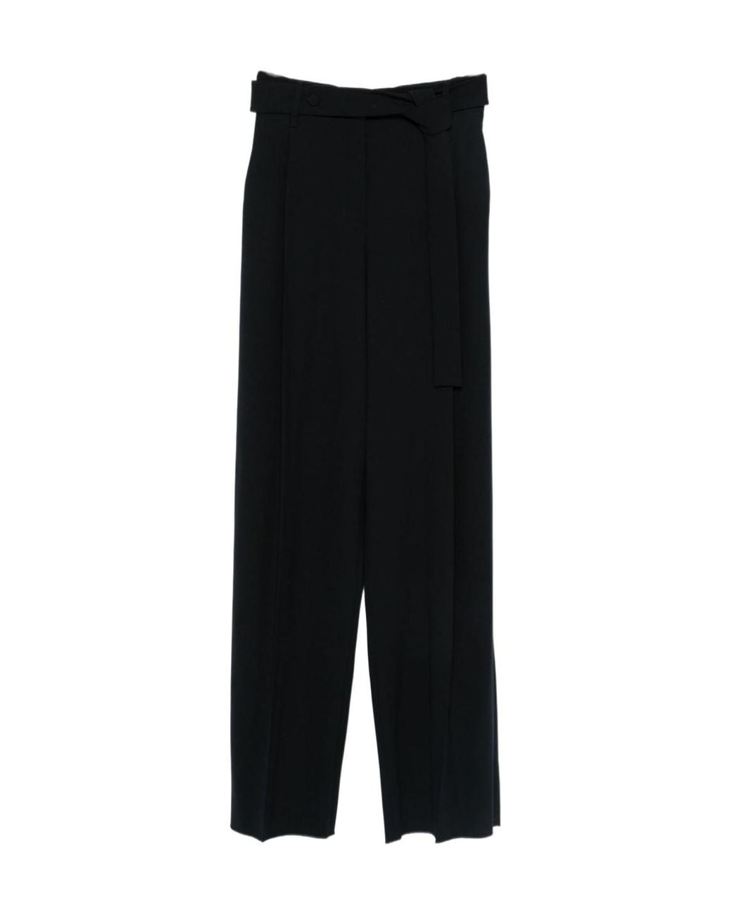 Emporio Armani Black Pleat Detailed Straight Leg Trousers