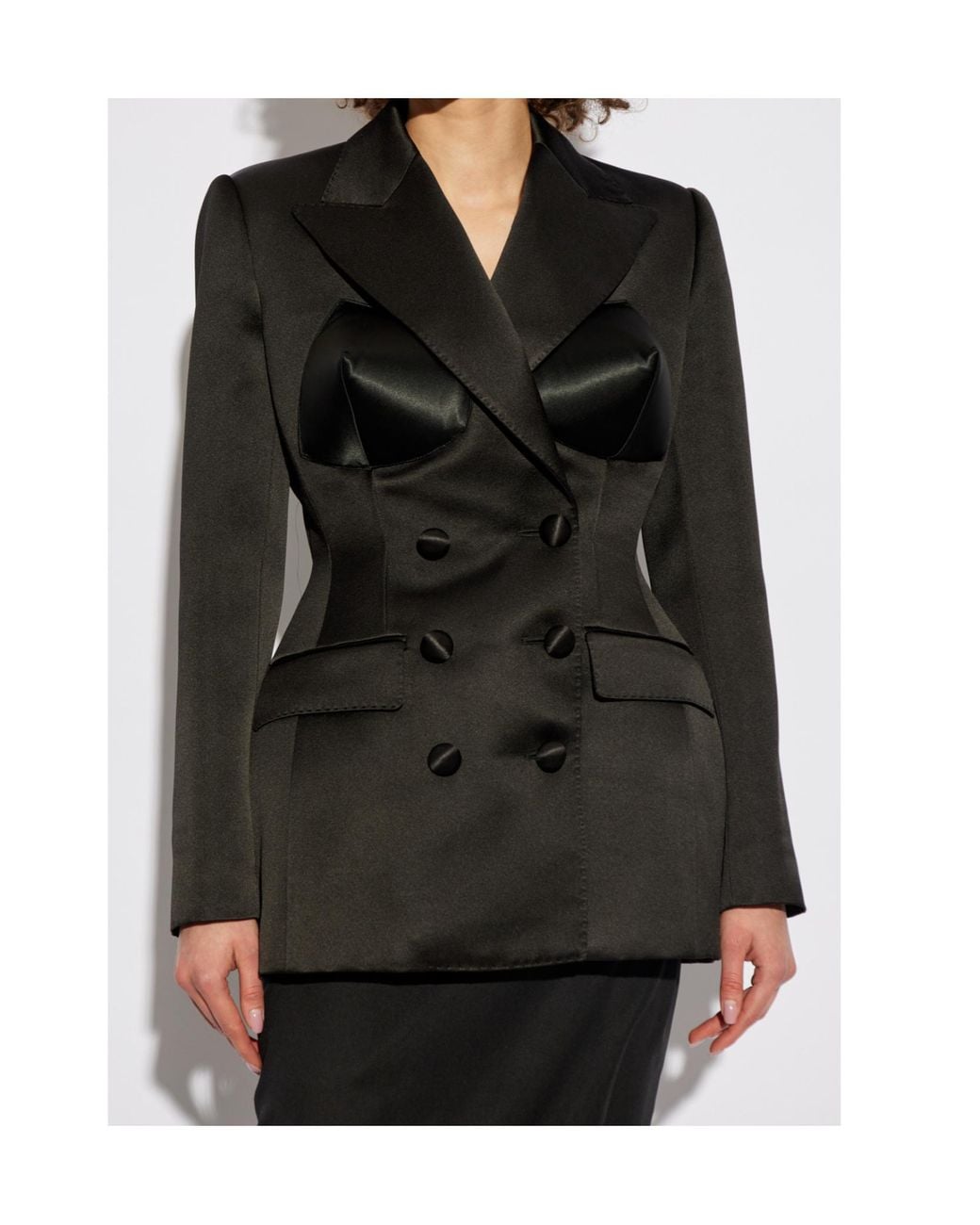 Dolce & Gabbana Black Double-Breasted Duchess Jacket