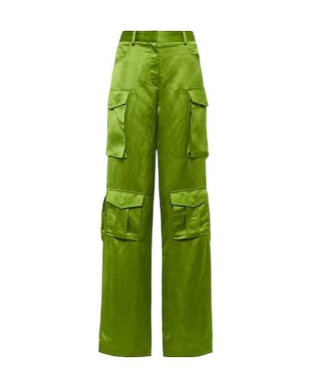 Tom Ford Green High-Rise Satin Cargo Pants