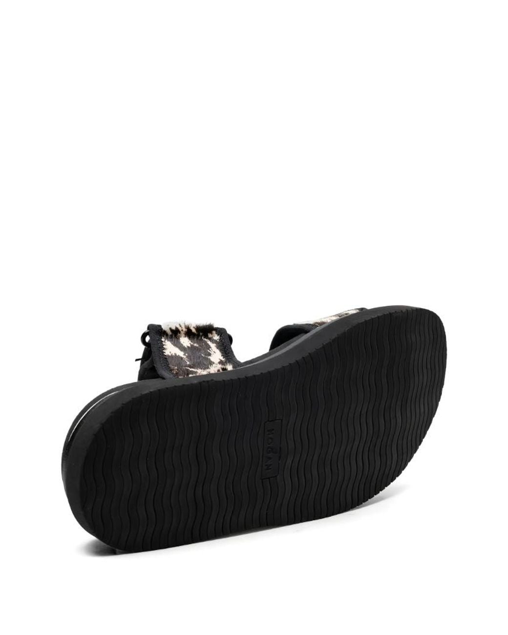Hogan Black Double-Strap Flat Sandals