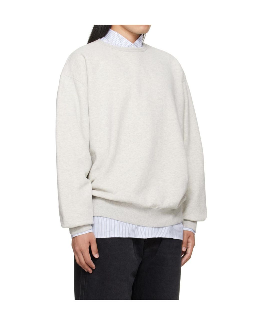 Maison Margiela White Long-Sleeved Crewneck Sweatshirt for men