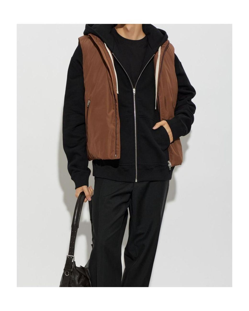 Jil Sander Brown Padded Zip-Up Vest for men