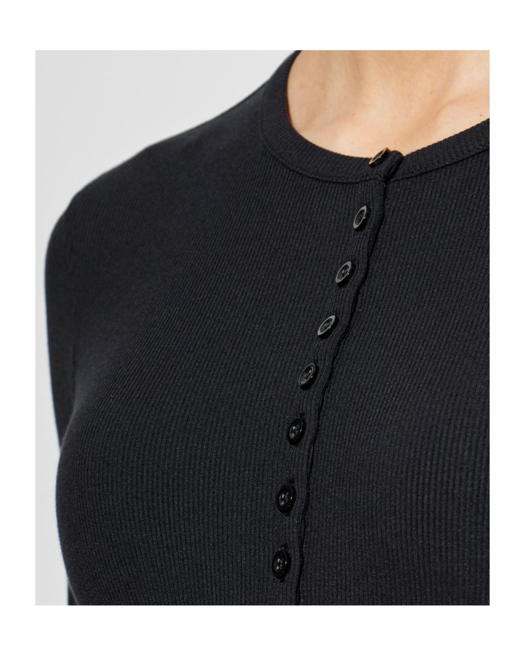 FRAME Black Long-Sleeved Crewneck Cardigan