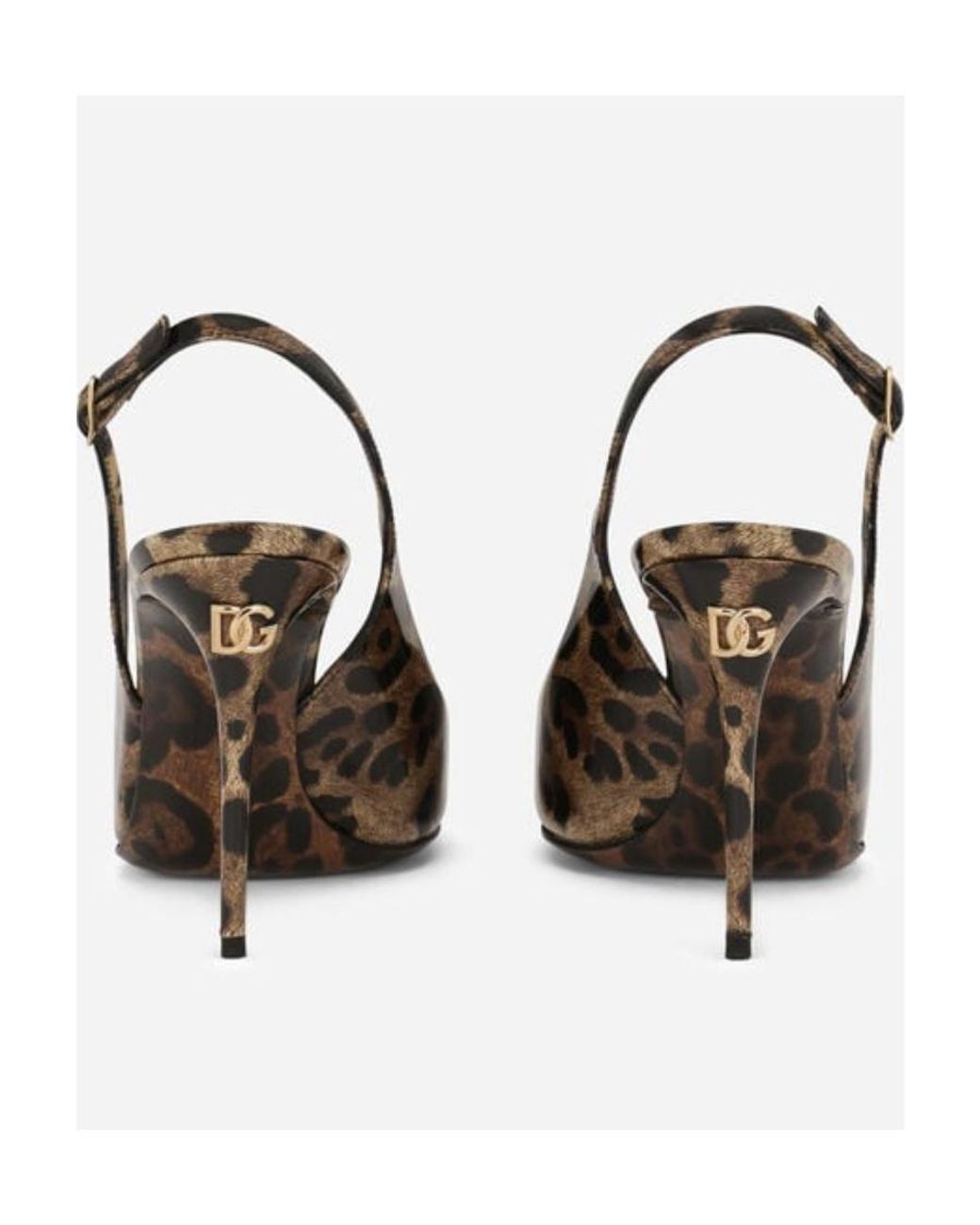 Dolce & Gabbana Metallic Leopard Pattern Exposed Heels