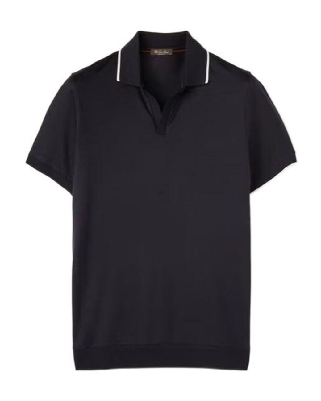 Loro Piana Black Waitaki Polo-Collar T-Shirt for men