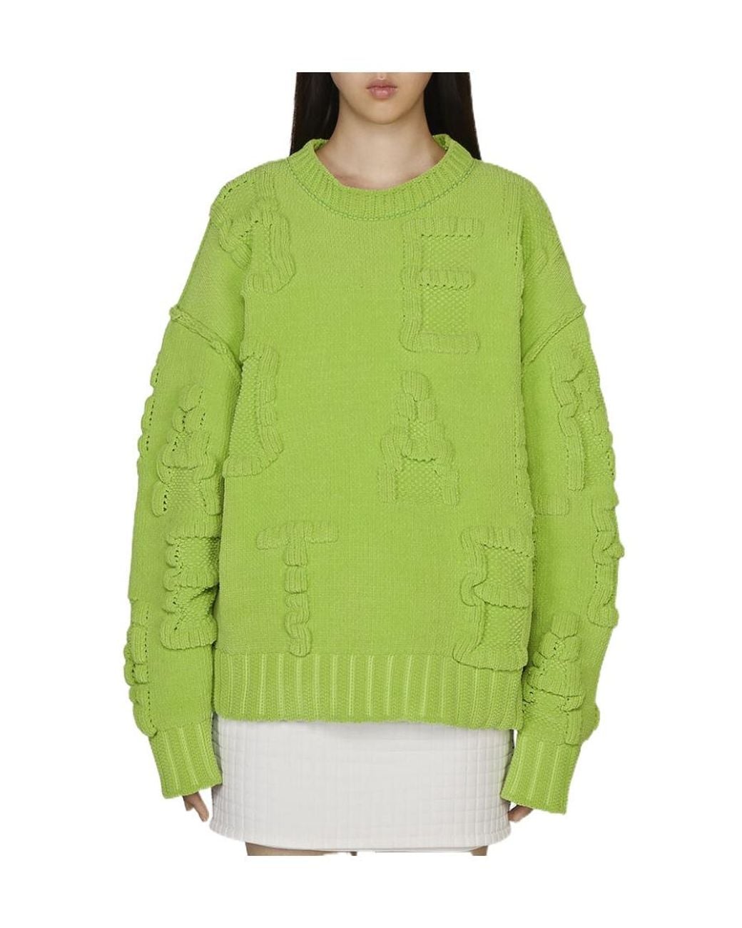 Bottega Veneta Green Alphabet Motif Ribbed-Knit Jumper