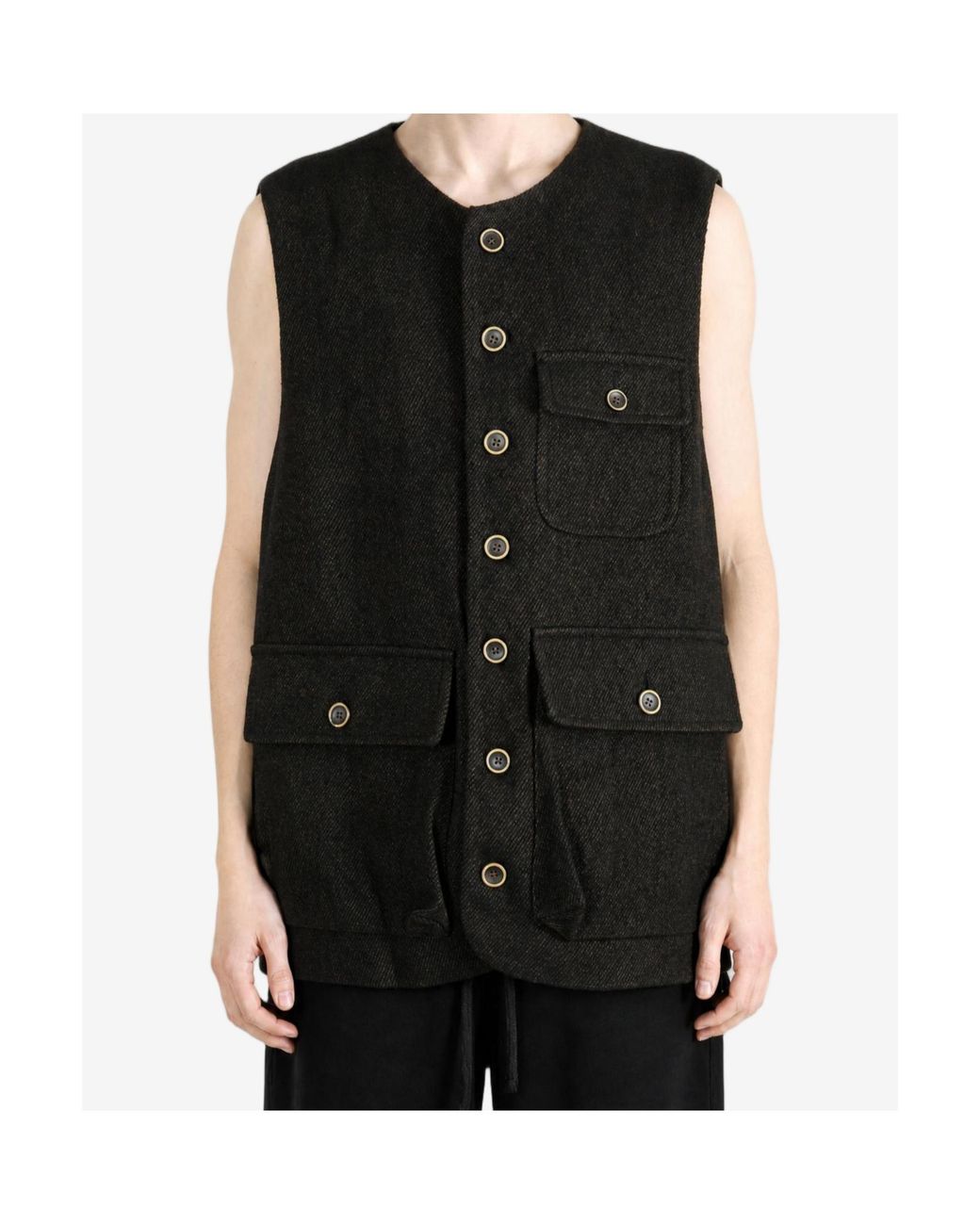 Uma Wang Black Single-Breasted Vest for men