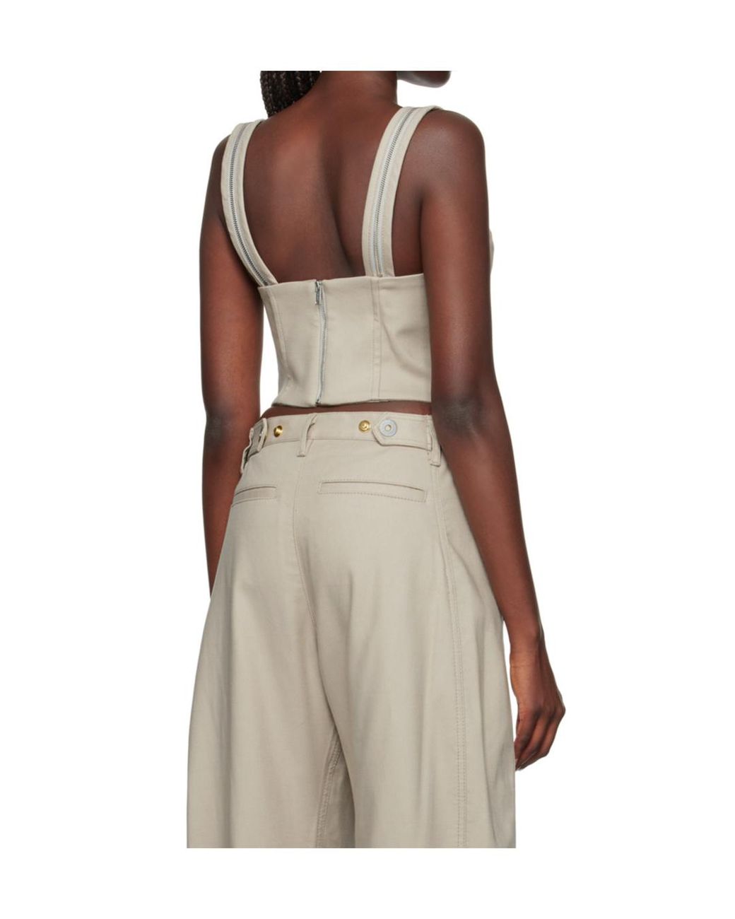 Dion Lee Natural Panelled Zipped Bustier Top